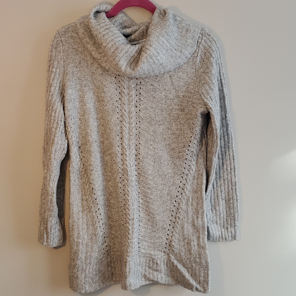 White House Black Market Light Gray Cowl Neck Sweater